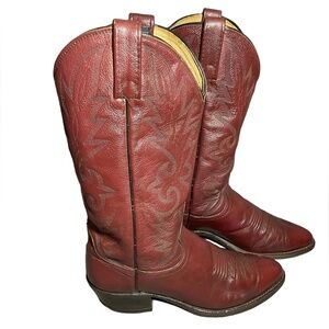Dan Post Vintage Black Cherry Brown Leather Mens Cowboy Boots‎ 16773 size 8.5 D
